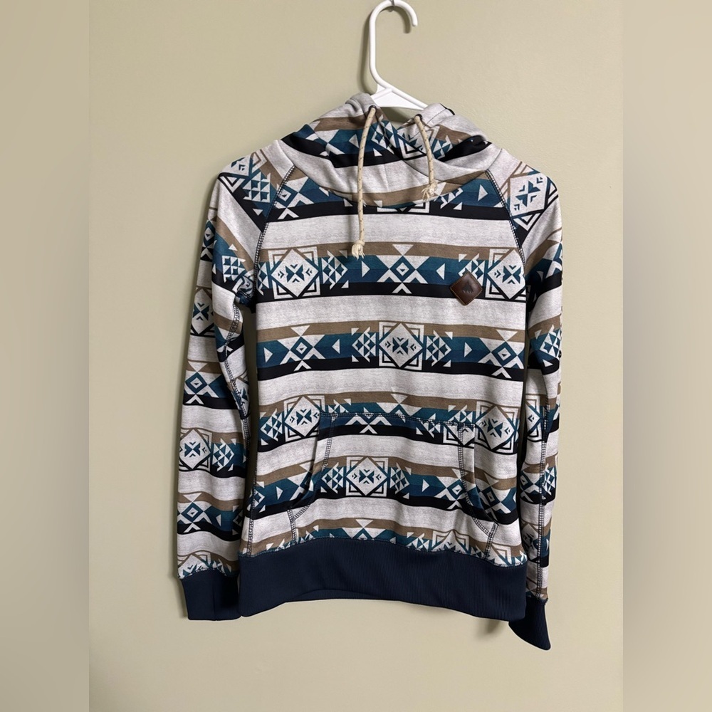 Burton DryRide Womens Snowboard Hoodie Jacket Size XS Tribal Print Thumb Holes